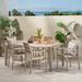 Ivy Bronx Lindley Coral Rectangular 6 - Person 70.75" Long Aluminum Outdoor Dining Set Wood/Metal in Brown | Wayfair