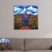 The Holiday Aisle® 'Scarecrow & Pumpkins' Framed Graphic Art Wood in Blue/Brown | 30 H x 30 W x 1 D in | Wayfair ESRB3604 34363087
