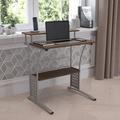 Latitude Run® Raith Computer Desk w/ Top & Lower Storage Shelves Metal in Brown/Gray | 33 H x 28 W x 23.5 D in | Wayfair