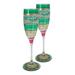 The Holiday Aisle® Mosaic Christmas 8.5 oz Nahlia Champagne Flute Glass in Green/Yellow | 8.5 H x 2.75 W in | Wayfair WC999002