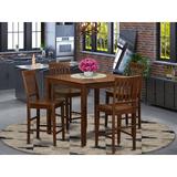 Charlton Home® Sotomayor 5 - Person Counter Height Rubberwood Solid Wood Dining Set Wood in Brown | 36 H in | Wayfair