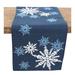 The Twillery Co.® Sandoval Magical Snowflakes Crewel Embroidered Table Runner Polyester in White/Blue | 16 D in | Wayfair