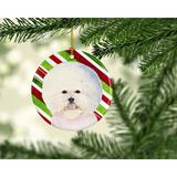 The Holiday Aisle® Bichon Frise Holiday Christmas Hanging Figurine Ornament Ceramic/Porcelain in Green/Red | 3 H x 3 W x 0.25 D in | Wayfair