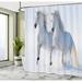 East Urban Home Winter Galloping Noble Horses on Snow Field Purity Symbol Animals Equestrian Theme Shower Curtain Set | 75 H x 69 W in | Wayfair