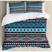 East Urban Home Tribal Vector Vintage Ethnic w/ Boho Stripes & Shape Image Print Duvet Cover Set Microfiber in Black | Queen | Wayfair