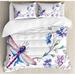 East Urban Home Dragonfly Watercolor Bug Butterfly Like Moth w/ Branch Ivy Flowers Lilies Art Duvet Cover Set Microfiber in White | King | Wayfair