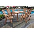 Rosecliff Heights Leona Rectangular 6 - Person Teak Outdoor Dining Set Wood/Teak in Brown/White | 30 H x 117 W x 42.5 D in | Wayfair