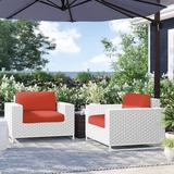 Wade Logan® Azyon Patio Chair w/ Cushions Wicker/Rattan in White/Black | 36 H x 42 W x 36 D in | Wayfair 8C6B837EF5FB411E805245210E74221B