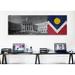 Winston Porter Denver Flag, City Hall w/ Wood Planks Panoramic Graphic Art on Canvas in Blue/Gray/Red | 16 H x 48 W x 1.5 D in | Wayfair