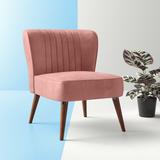 Side Chair - Hashtag Home Jaelynn 27.95Cm W Velvet Linen Side Chair Polyester/Velvet in Pink/Brown | 32.68 H x 27.95 W x 29.53 D in | Wayfair