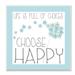 Harriet Bee 'Choose Happy' Blue Floral Wall Plaque Canvas in Blue/White | 12 H x 12 W x 0.5 D in | Wayfair BRP-1806_wd_12x12