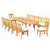 Rosecliff Heights Kevon 13 Piece Teak Outdoor Dining Set Metal in Brown/White | 30.5 H x 82 W x 40 D in | Wayfair 28C693E46FCD48B2B40F4CAEB2039A58