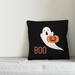 The Holiday Aisle® Stephengould Boo Ghost Throw Pillow Polyester/Polyfill blend | 18 H x 18 W x 1.5 D in | Wayfair CA6C400435AF4CD29415ABA60B305B8A