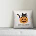 The Holiday Aisle® Stenson Happy Halloween Cat & Pumpkin Throw Pillow Polyester/Polyfill blend | 16 H x 16 W x 1.5 D in | Wayfair