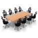 Symple Stuff Haith 10 Person Conference Meeting Tables w/ 10 Chairs Complete Set Wood/Metal in Brown | 30 H x 60 W x 30 D in | Wayfair
