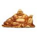 World Menagerie Rayo Feng Shui Hotei Happy Buddha Sitting w/ Ingot & Money Coins Figurine Resin in Orange | 4.75 H x 9 W x 5.25 D in | Wayfair