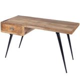 Loon Peak® Jacarius Solid Wood Desk Wood/Metal in Black/Brown | 30 H x 54.25 W x 24.5 D in | Wayfair DA12074E8BD54610864325666F7823D6
