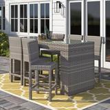 Wade Logan® Avelinn 7 Piece Bar Height Pub Outdoor Table Set Glass in Gray | Wayfair 5B0E8A5DDC5A472E86D7D40F405CF4D5