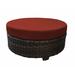 River Brook Round Outdoor Ottoman w/ Cushion Wicker/Rattan in Red/Brown kathy ireland Homes & Gardens by TK Classics | Wayfair