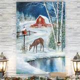 The Holiday Aisle® 'Holiday Skating -Gallery' by Parvez Taj 1 Piece Wrapped Canvas Print Canvas, Solid Wood in Blue | 27 H x 18 W x 1 D in | Wayfair