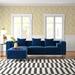 Blue Sectional - Etta Avenue™ Dawson 104" Wide Velvet Reversible Modular Sofa & Chaise w/ Ottoman Velvet | 32 H x 104 W x 76.5 D in | Wayfair