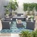 Ivy Bronx Jacksonville Outdoor 9 Piece Sofa Seating Group w/ Cushions Synthetic Wicker/All - Weather Wicker/Wicker/Rattan in Gray | Wayfair