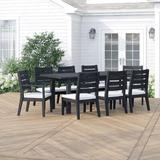 Lark Manor™ Ajoloko Rectangular 8 - Person 63" Long Outdoor Dining Set w/ Cushions Wood in Brown/Gray/White | Wayfair