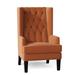 Wingback Chair - Everly Quinn Searle 30" Wide Tufted Wingback Chair Fabric in Orange/Brown | 48 H x 30 W x 34 D in | Wayfair