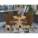 Winston Porter Stephene 4 - Person Rubberwood Solid Wood Dining Set Wood/Upholstered in Brown | 30 H in | Wayfair 728AE6CC949C422D900E60AEA6D49705