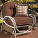 Woodard River Run Patio Chair w/ Cushions Wicker/Rattan in Brown/White | 40 H x 40 W x 39 D in | Wayfair S545001-40Y