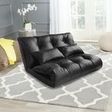 Symple Stuff Nevin Full Cushion Back Futon Chair Faux Leather/Metal | 20.86 H x 43.3 W x 43.303 D in | Wayfair F399B6BA5CCD49ECADE87BAB5C24CBA6