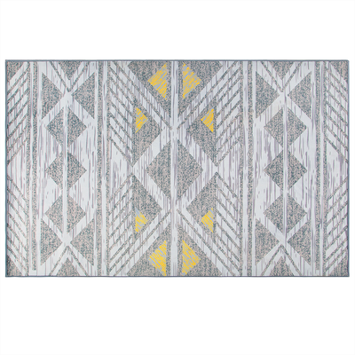Teppich Grau Gelb Polyester 160 x 230 cm Kurzflor Geometrisches Muster Bedruckt Rechteckig