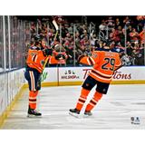 Connor McDavid & Leon Draisaitl Edmonton Oilers Unsigned Goal Celebration Photograph