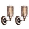 Industrial Wall Light 2 Pack, LULING Steampunk Metal Net Lampshade Interior Vintage Wall Lamp Adjustable Socket for Garage Gate Porch Hallway（NO Bulb）