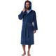 Morgenstern Dressing Gown Men 100% Cotton Hood Velvet Terry Blue Size M