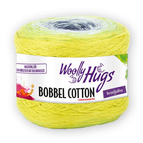 Bobbel Cotton von Woolly Hugs, Zitrone/Weiß/Hellgrau/Anthrazit, aus Baumwolle