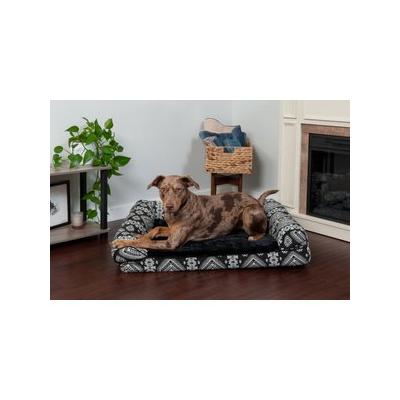 FurHaven Southwest Kilim Cat & Dog Bed, Black Medallion, Large