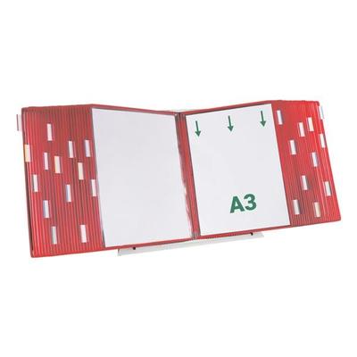 Tarifold Tischständer A3 mit 50 Sichttafeln rot, 99x42x34 cm