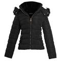shelikes Womens Jacket Ladies Quilted Faux Fur Winter Coats With Detachable Hood