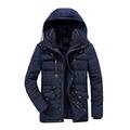 R RUNVEL Winter Coats for Men Parka Coat Winter Jacket with Fur Hood Winter Fleece Jacket Warm Warm Thermal Thick Fur Fleece Windproof Casual Hooded Parka Parker Jacket Coat Men with Hood Navy M