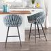 Corrigan Studio® 26" Bar Stool Upholstered/Leather/Metal/Faux leather in Gray | 37 H x 23.25 W x 19.5 D in | Wayfair