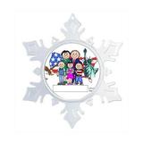 The Holiday Aisle® Personalized Friendly Folks Cartoon Snowflake Patriotic Couple One Girl | 5.5 H x 5.5 W x 0.25 D in | Wayfair