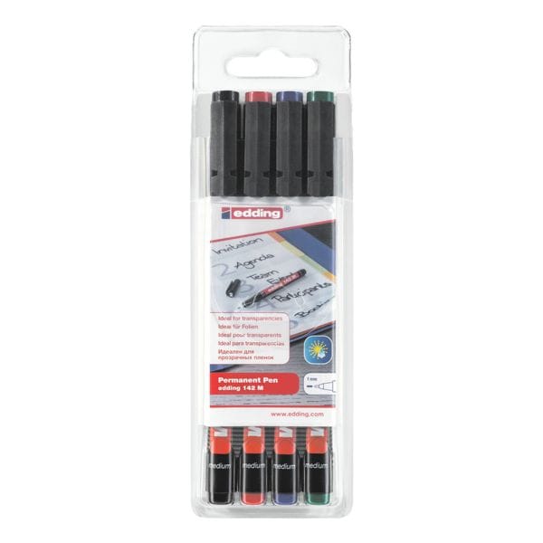 Edding 4er-Pack OHP-Marker »e-142 M« permanent schwarz Image