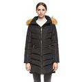 Orolay Women's Down Jacket Hooded Fur Coat Black M