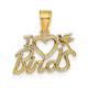 15mm 14ct Polished Gold I Love Heart Birds Pendant Necklace Jewelry Gifts for Women