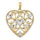 14ct Two tone Gold Love Heart With Filigree Cut out White Leaf Accents Pendant Necklace Measures 32.6x26.2mm Wide Jewelry Gifts for Women