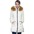 Orolay Women's Winter Down Jacket Hooded Faux Fur Trim Coat Beige M