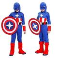 Costume - Disguise - Carnival - Halloween - Captain America - Super Hero - Blue Color - Child - Size XL - 9-12 Years - Gift idea for Christmas and Birthday