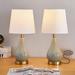 Willa Arlo™ Interiors Conyers 17.5" Table Lamp Set w/ USB Ceramic/Linen/Metal in Blue | 18 H x 9 W x 9 D in | Wayfair