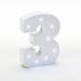 Latitude Run® Mkhitar LED Freestanding Number 3 Letter Block Wood in Blue/Brown/White | 4.25 H x 1.25 W x 6 D in | Wayfair